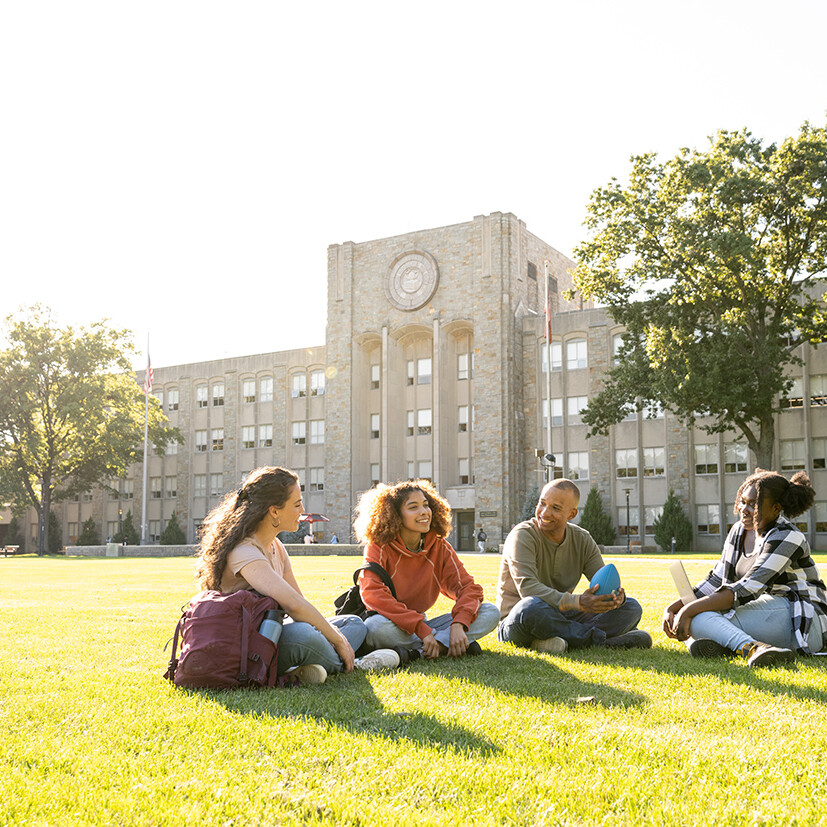 College Students on Campus Lawn